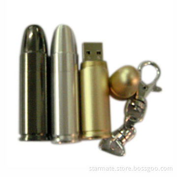 USB Flash Disks in Metal Shot Shape, Original Samsung or Hynix Memories